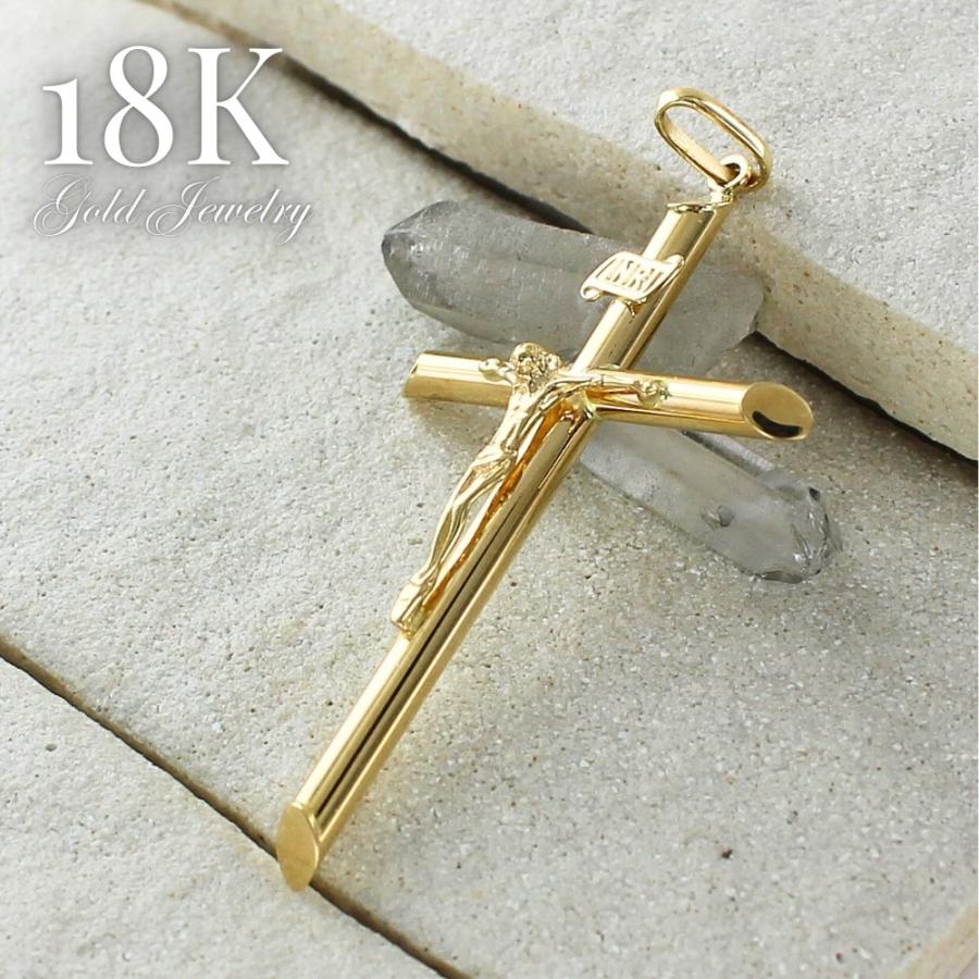 18金 ネックレス チャーム K18 18K クロス 十字架 キリスト お守りジュエリー ペンダントヘッド 誕生日  爆買 成人 卒業 入学 | 