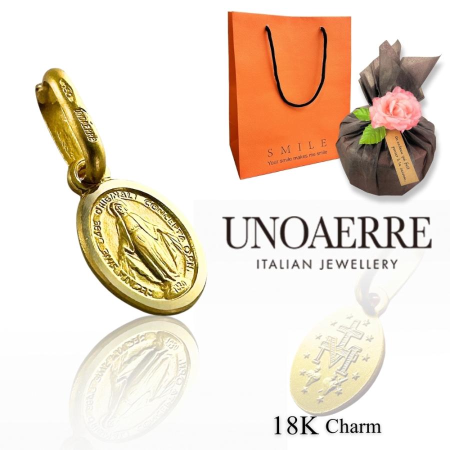 UNOAERRE 、k18ペンダントチャーム、マリア新品 UNOAERRE ラッピング済 ギフトセット ペンダントトップ K18 18K