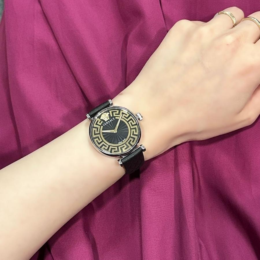 VERSACE レディース 腕時計 クォーツ VERSACE（ヴェルサーチェ） 腕時計 レディース ブラック レザー 時計