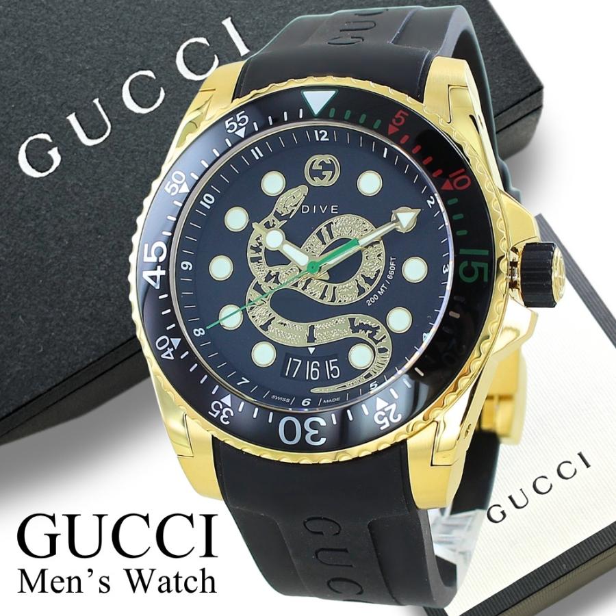 GUCCI　グッチ　腕時計 　DIVE スネーク　YA136219　45mm GUCCI（グッチ） 腕時計 メンズ ダイブ スネーク 蛇 ヘビ ラバー 45mm