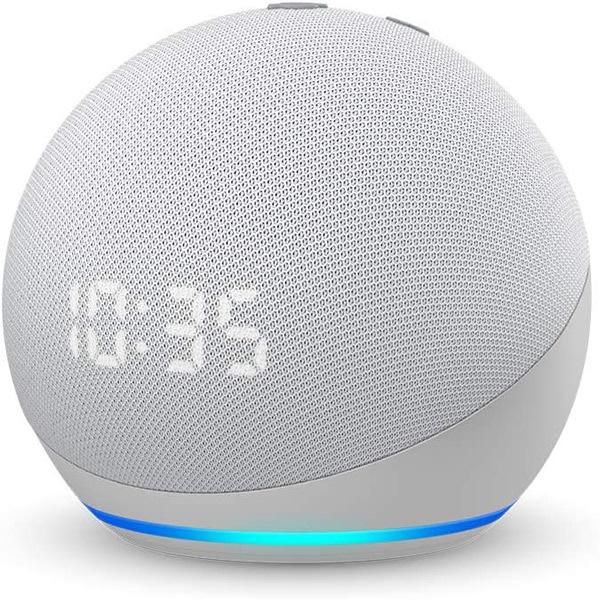 【時計付き】Echo Dot (エコードット)第4世代 - 時計付きスマートスピーカー with Alexa（カラー：グレーシャーホワイト） | amazon | 01