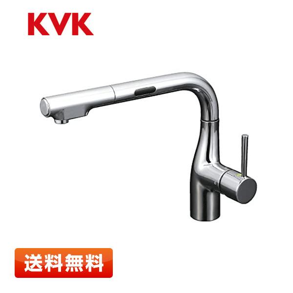 KVK キッチン用シングルレバー式シャワー付混合栓 L型 eレバー 引出しシャワー KM6101EC 水栓金具 | KVK