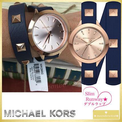 マイケルコース MICHAEL KORS 腕時計 海外限定 おしゃれ レア Slim Runway ダブルラップ スタッズ