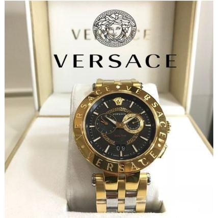 ヴェルサーチ Versace 腕時計 レア 限定 おしゃれ ブラックゴールド クロノグラフ46mm(72468円)