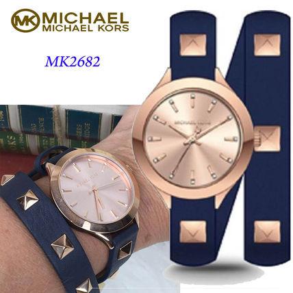 マイケルコース Michael Kors 腕時計 おしゃれ 限定 レア 特価 Slim RunwayGold Studded Double-wrapレザー
