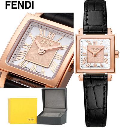FENDI フェンディ Quadro Rose Gold 20mm Strap Fashion 腕時計 : ybu 