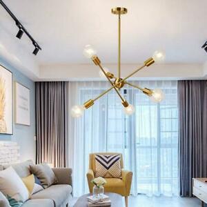 一番最安 おしゃれ シーリングライト 照明 Mid Century Modern 6 Lights Sputnik Chandelier Brass Pendant Lamp Ceiling Lights