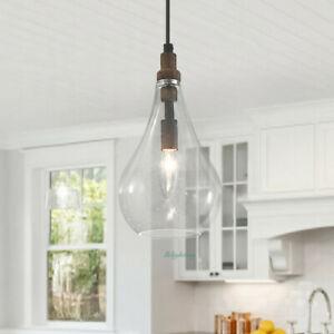 値引きセール おしゃれ シーリングライト 照明 Farmhouse Wood Glass Pendant Lighting Kitchen Island Hanging Light Fixture Decor