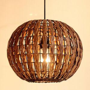 おしゃれ シーリング ライト 照明 Round Rattan Balcony Ceiling Pendant Lamp Dining Room Lights Fixture Chandelier