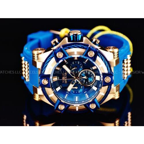 【送料込】 ローズ DIAL ブルー クロノグラフ ボルト 52mm メンズ インヴィクタ Invicta トーン 腕時計 ステンレススチール 腕時計