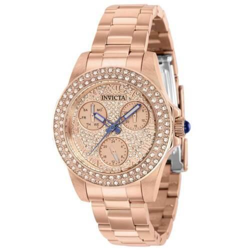 Invicta インヴィクタ レディース 腕時計 エンジェル クォーツ クリスタル ペイブ ダイヤル ローズ ゴールド ブレスレット 39244