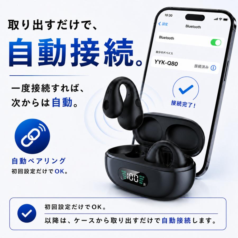 ワイヤレスイヤホン イヤーカフイヤホン Bluetooth イヤホン 骨伝導