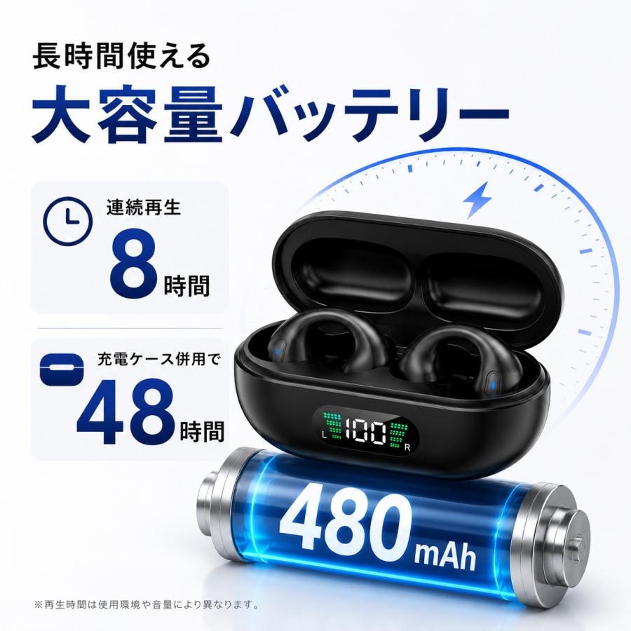 ワイヤレスイヤホン イヤーカフイヤホン Bluetooth イヤホン 骨伝導