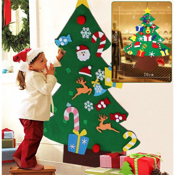 クリスマス 飾り 限定品 子供 安全 100 70cm 手作り 贈り物 オーナメント 壁掛け 玄関 フェルトクリスマスツリー デコレーション 部屋