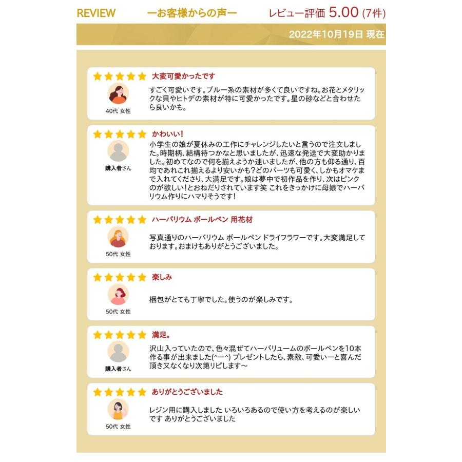 ハーバリウム ボールペン レジン用材料 マリンパーツ ドライフラワー