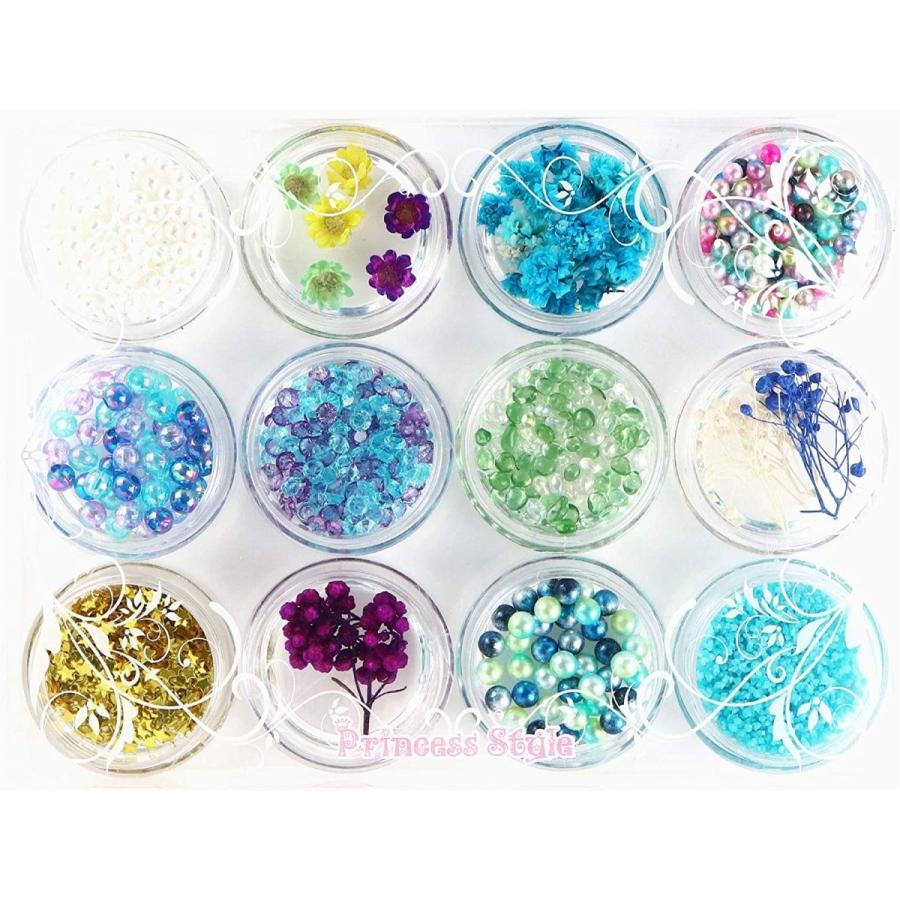 封入用パーツ レジン用 ガラスドーム 材料 ドライフラワー プリザ 花材 パール ホログラム コンテナ入り12個セット 青系 ブルー Yk 116 2 Princess Style ヤフー店 通販 Yahoo ショッピング