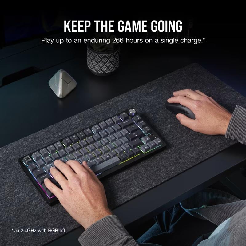 CORSAIR K65 PLUS WIRELESS 75% RGB メカニカルゲーミングキーボード テンキーレス 日本語配列 ブラック/グレイ CH-91D401L-JP ゲーミングキーボード コルセア_7