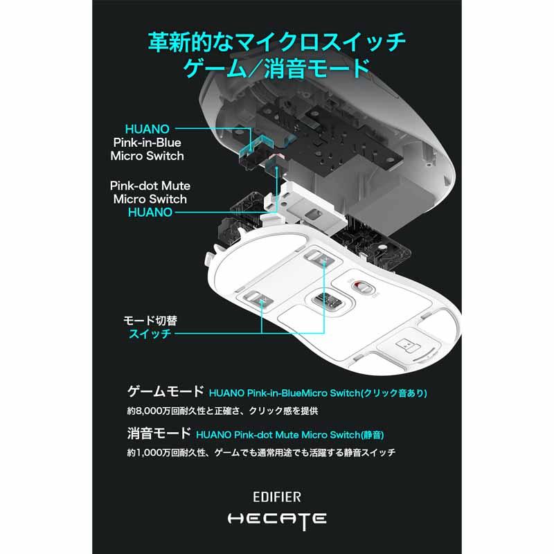 （在庫限り）Edifier トリプルモード接続 ワイヤレス ゲーミングマウス 無線 有線 Hecate G3M PRO 軽量 低遅延 全3色 ED-G3MPROシリーズ マウス 静音 国内正規品 |  | 05