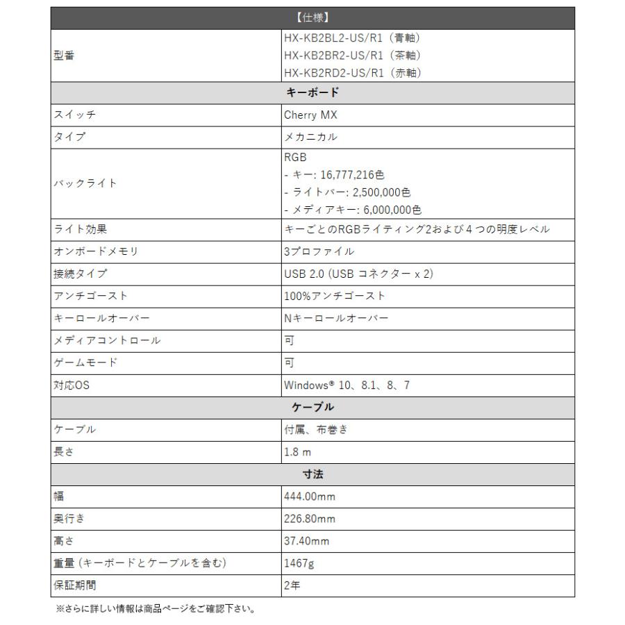 （在庫限り） HyperX Alloy Elite RGB メカニカルゲーミングキーボード CherryMX軸採用(青/茶/赤)・US配列 HX-KB2**2シリーズ RGB ハイパーエックス 新生活｜princetondirect｜09