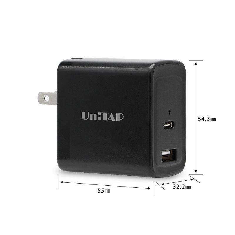 PRINCETON（プリンストン） UniTAP 窒化ガリウム採用PD65W対応給電アダプター ブラック PD3.0対応 USB 2ポート ...