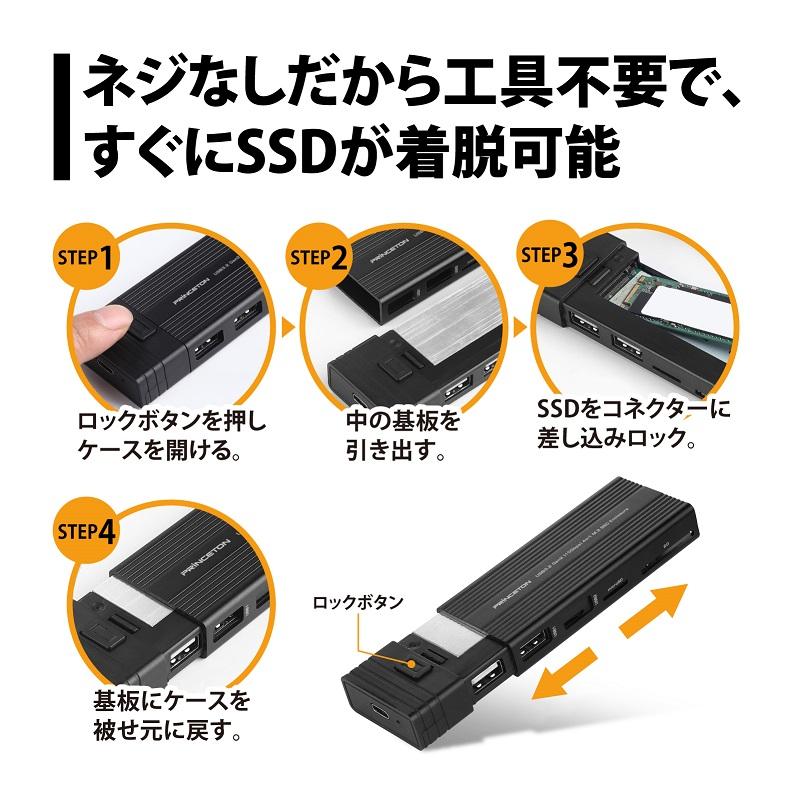 PRINCETON プリンストン 4in1カードリーダー機能付M.2 SSDケース PRINCETON プリンストン 4in1カードリーダー機能付M.2 SSDケース