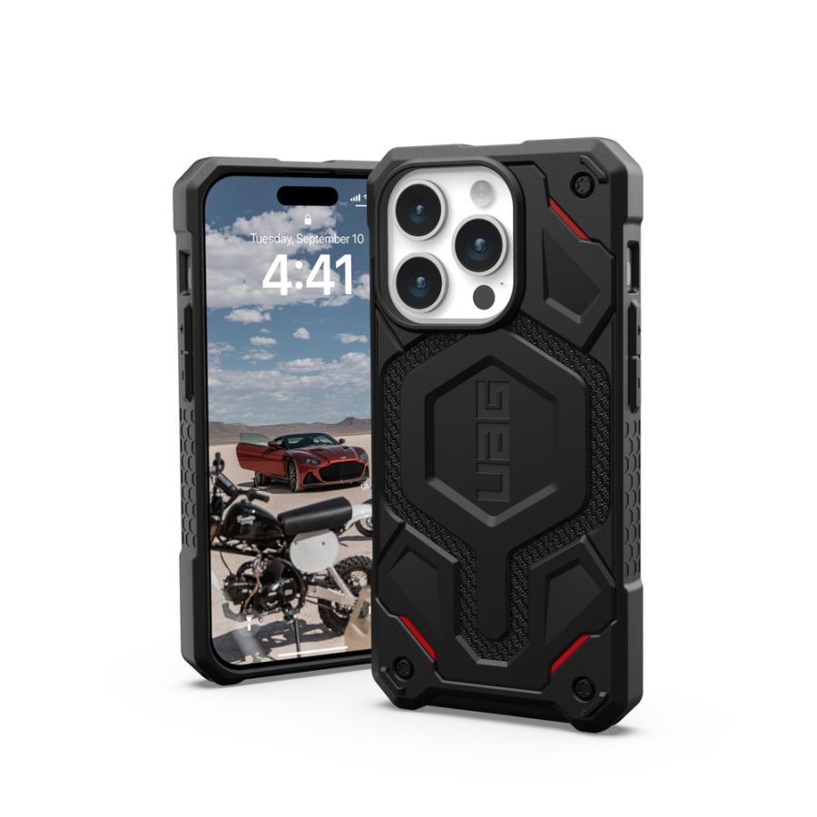 UAG iPhone 15 Pro用 MagSafe対応ケース MONARCH PRO Kevlar プレミアム 全3色 耐衝撃 UAG-IPH23MA-PMS-Kシリーズ 6.1インチ ユーエージー アイフォン15pro｜princetondirect｜13