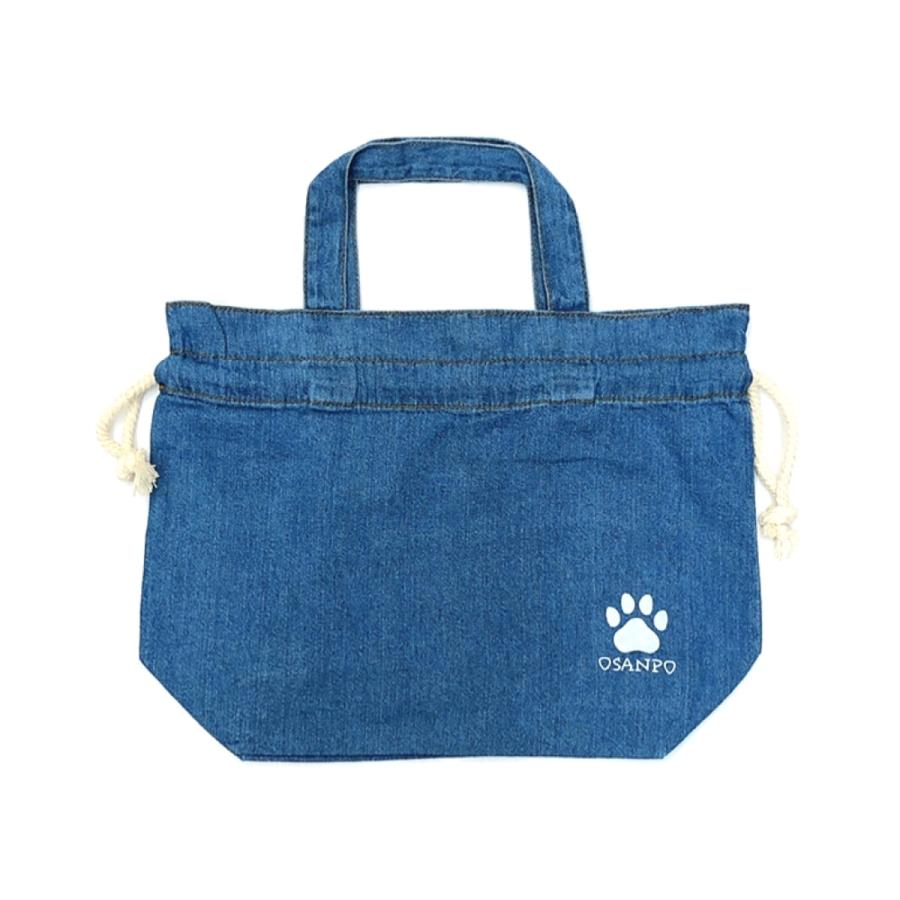 お散歩バッグ 犬 わんちゃん 反射 デニム 巾着 夜間交通安全 薄手生地 |  | 01