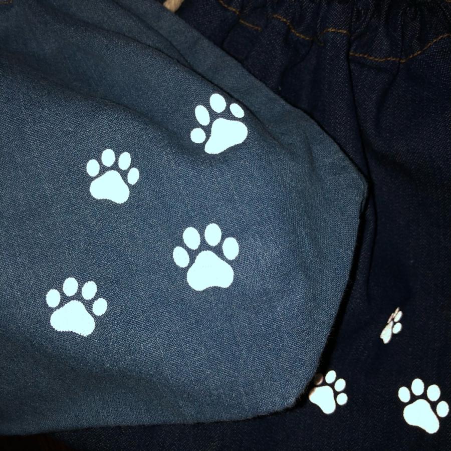 お散歩バッグ 犬 わんちゃん 反射 デニム 巾着 夜間交通安全 薄手生地 |  | 04
