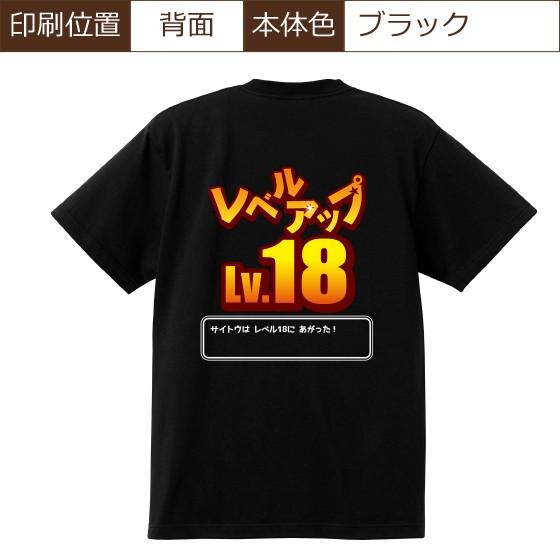 誕生日プレゼント Tシャツ 作成 オリジナル ドラクエ風 レベルアップ 1枚からok 本体色ブラック 綿100 5 6oz R003 01 オリジナルプリントウェアのp Lab 通販 Yahoo ショッピング