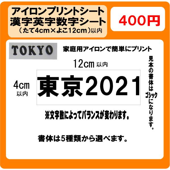 漢字 英字 数字 プリント シート H4×W12cm以内 ラバー ゼッケン
