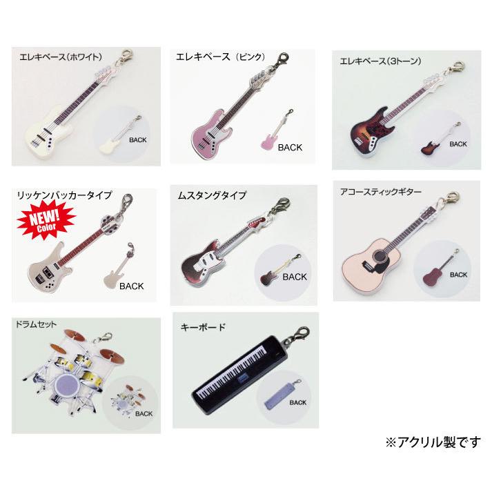 ギターチャーム付きピック型キーホルダー バンド ギター ピック 名入れ