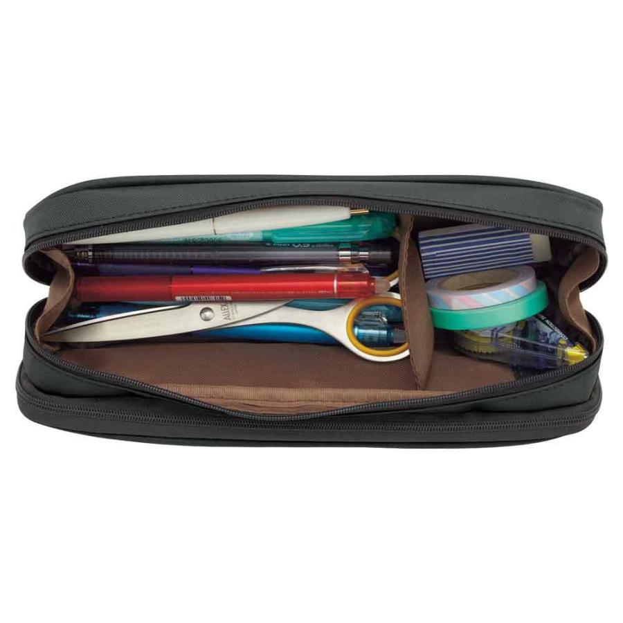 ツービート　筆箱 リヒトラブ] ペンケース 2wayタイプ ダブル 仕切り 黒 文具 小物 収納