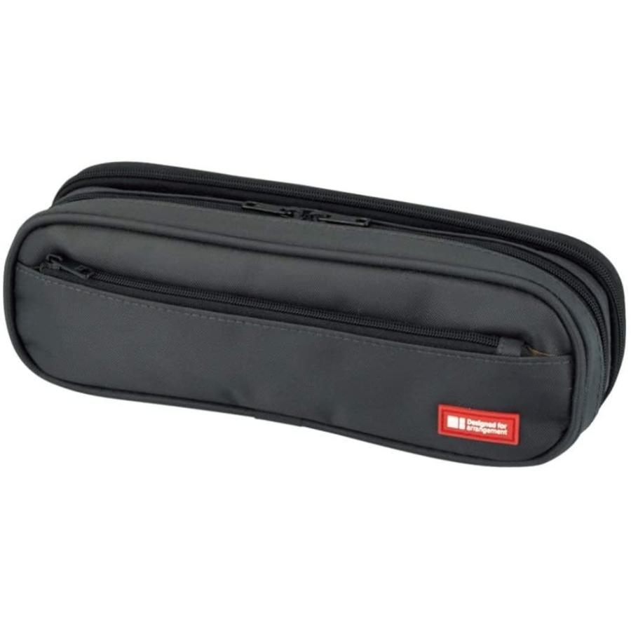 リヒトラブ] ペンケース 2wayタイプ ダブル 仕切り 黒 文具 小物 収納