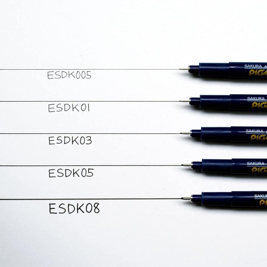 [サクラクレパス] 水性ペン ピグマ 黒 5本セット ミリペン 顔料 耐水性 耐光性 にじみにくい SAKURA PIGMA water-based pigment ink pen ESDK-5A｜printdog｜02