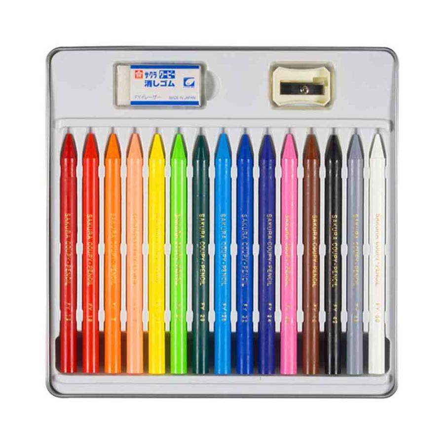 サクラクレパス] 色鉛筆 クーピー 15色 缶ケース入り SAKURA COUPY