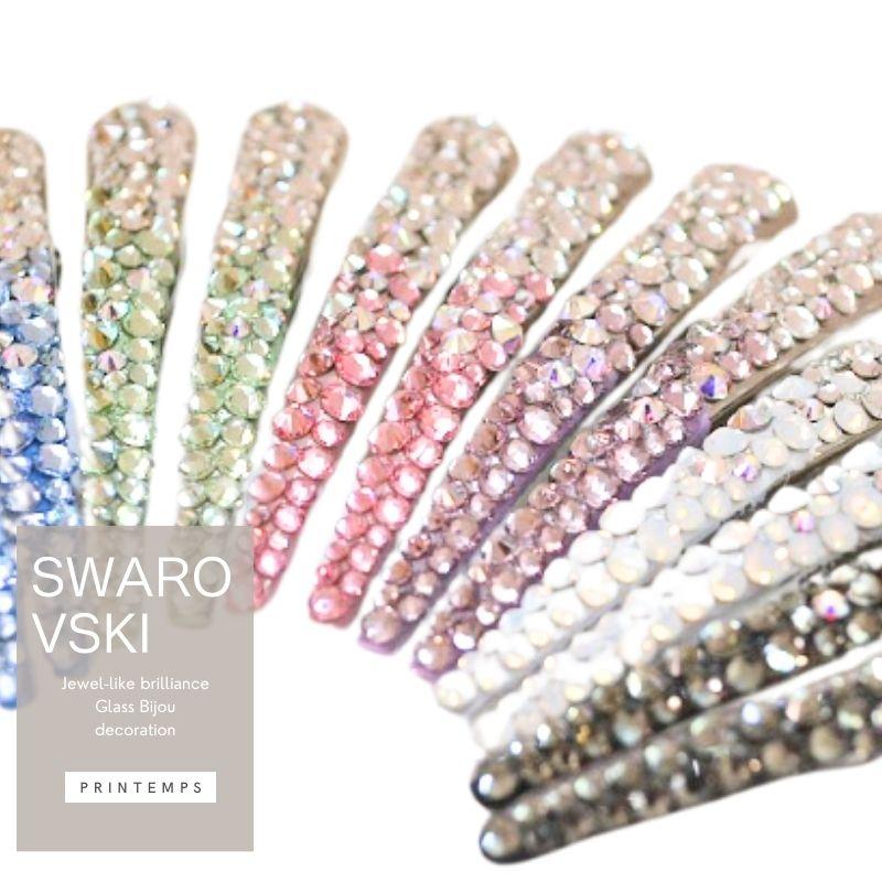 SWAROVSKI ヘアクリップ フラワーモチーフ ラインストーン パヴェ
