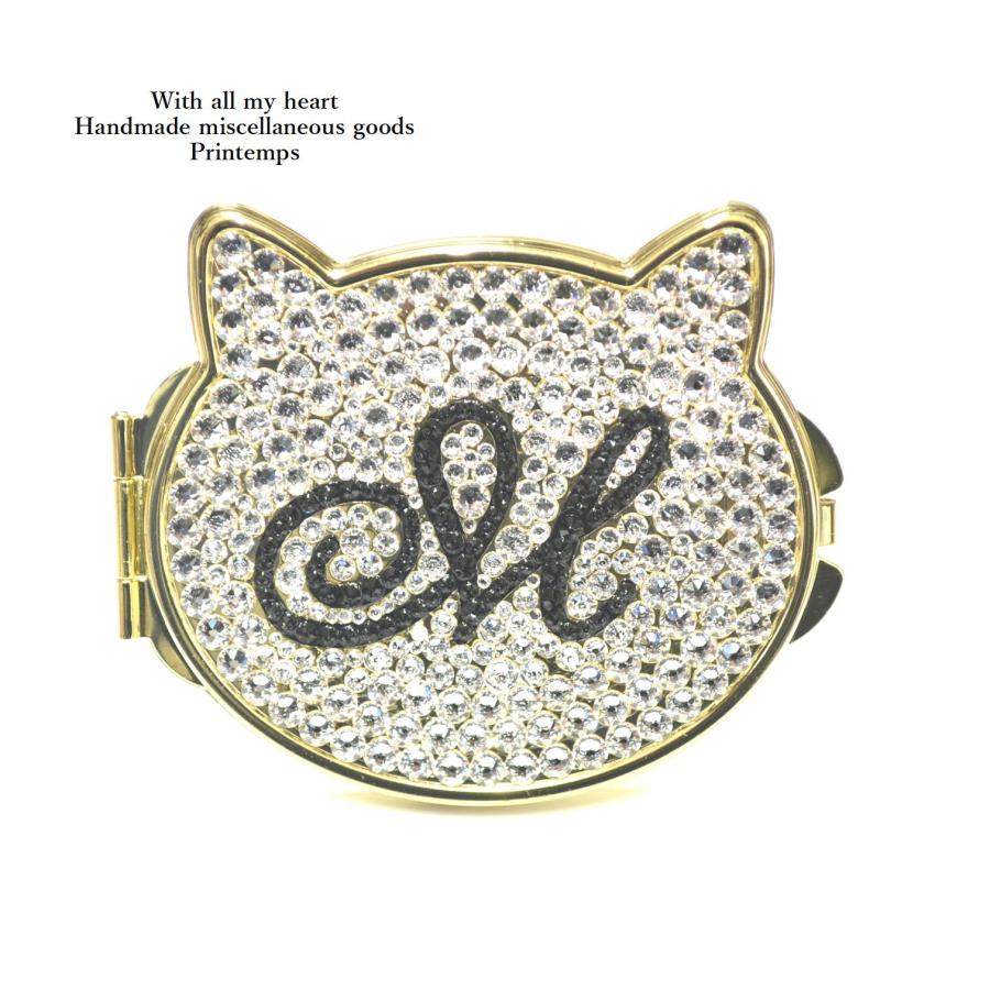 SWAROVSKI（スワロフスキー） 名入れ ミラー カラーベース ネコ