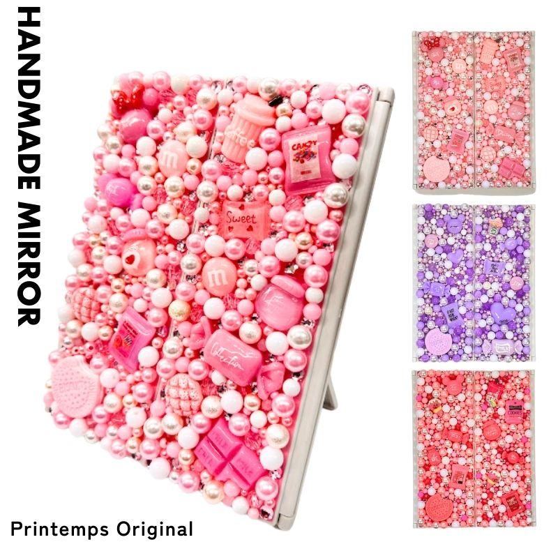 三面鏡 スイーツデコ 折りたたみ ミラー かわいい スタンドミラー 鏡