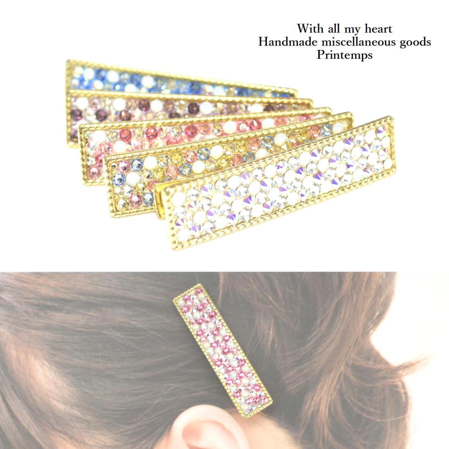 SWAROVSKI ヘアクリップ スクエア型 ミックスカラー
