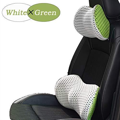 Edel ネックパッド クッション カー用品 ドライブ 姿勢 腰 背中 低反発 吸汗性 負担軽減 取り付け 簡単 白 緑 高級品市場