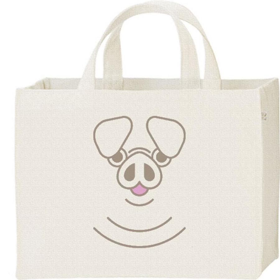 ブタ（豚）ファニーフェイス・ぶた/キャンバスバッグ・スクエア　カレッジバッグ | 