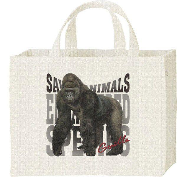 ゴリラ（絶滅危惧動物）ごりら/キャンバスバッグ・スクエア　カレッジバッグ | 