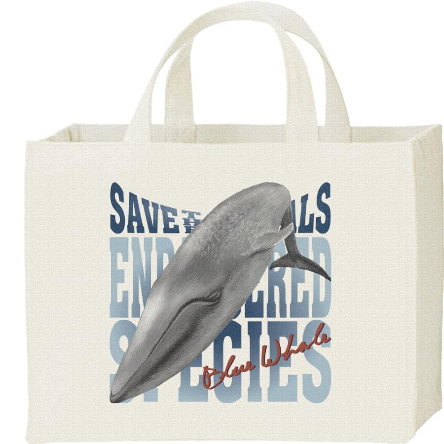 鯨（クジラ）絶滅危惧動物（くじら）シロナガスクジラ/キャンバスバッグ・スクエア　カレッジバッグ | 