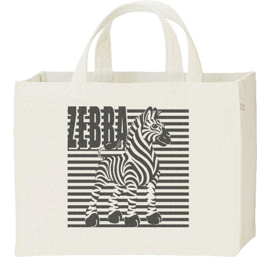 シマウマ（ボーダー縞馬）しまうま/キャンバスバッグ・スクエア　カレッジバッグ | 