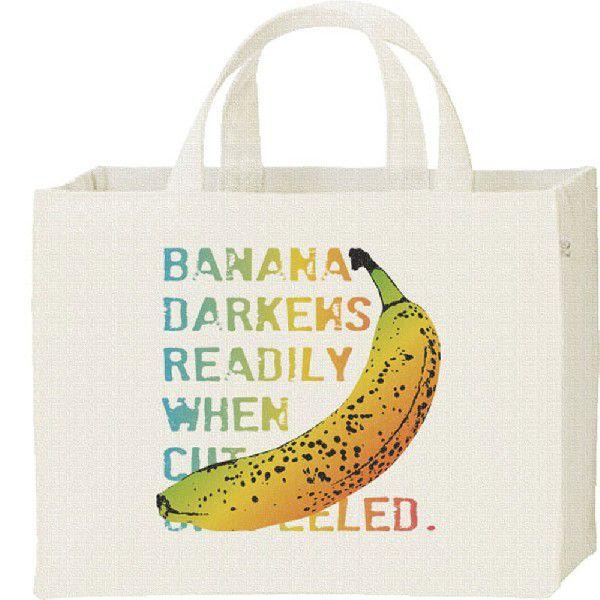 バナナ（虹色ばなな）フルーツ柄/キャンバスバッグ・スクエア　カレッジバッグ | 