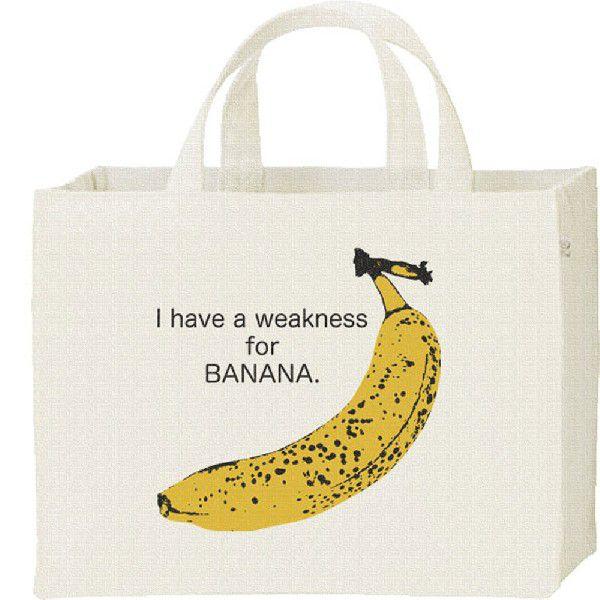 バナナ（ばなな大好き！）フルーツ柄/キャンバスバッグ・スクエア　カレッジバッグ | 
