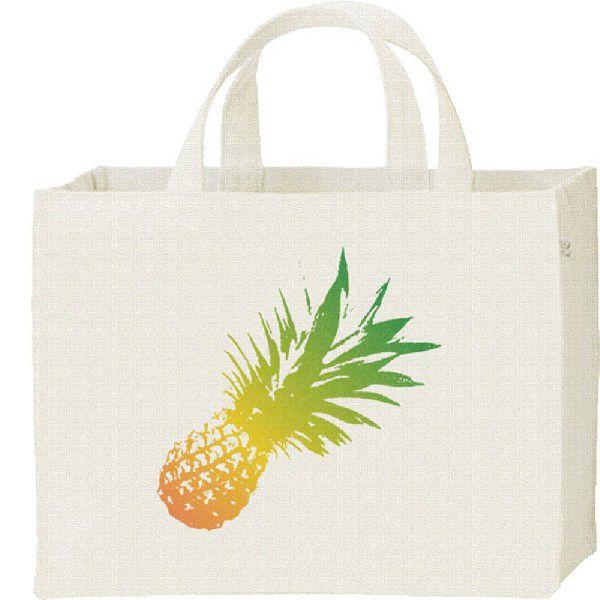 パイナップル（虹色ぱいなっぷる）フルーツ柄/キャンバスバッグ・スクエア　カレッジバッグ | 