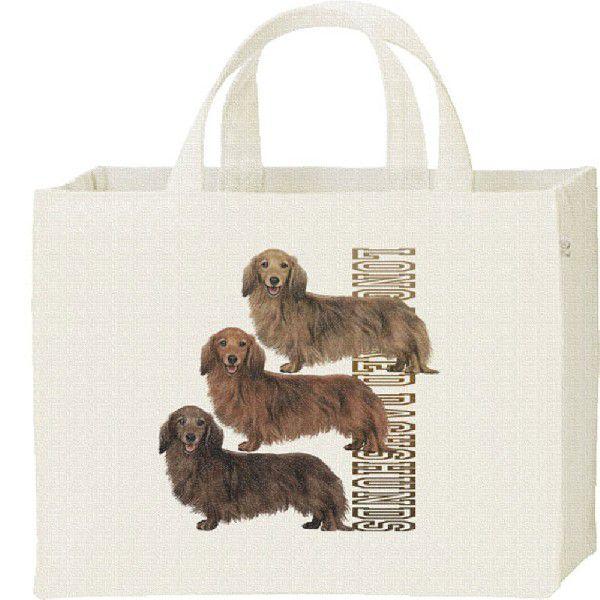 ミニチュア ダックスフンド（三色ダックス）犬/キャンバスバッグ・スクエア　カレッジバッグ | 