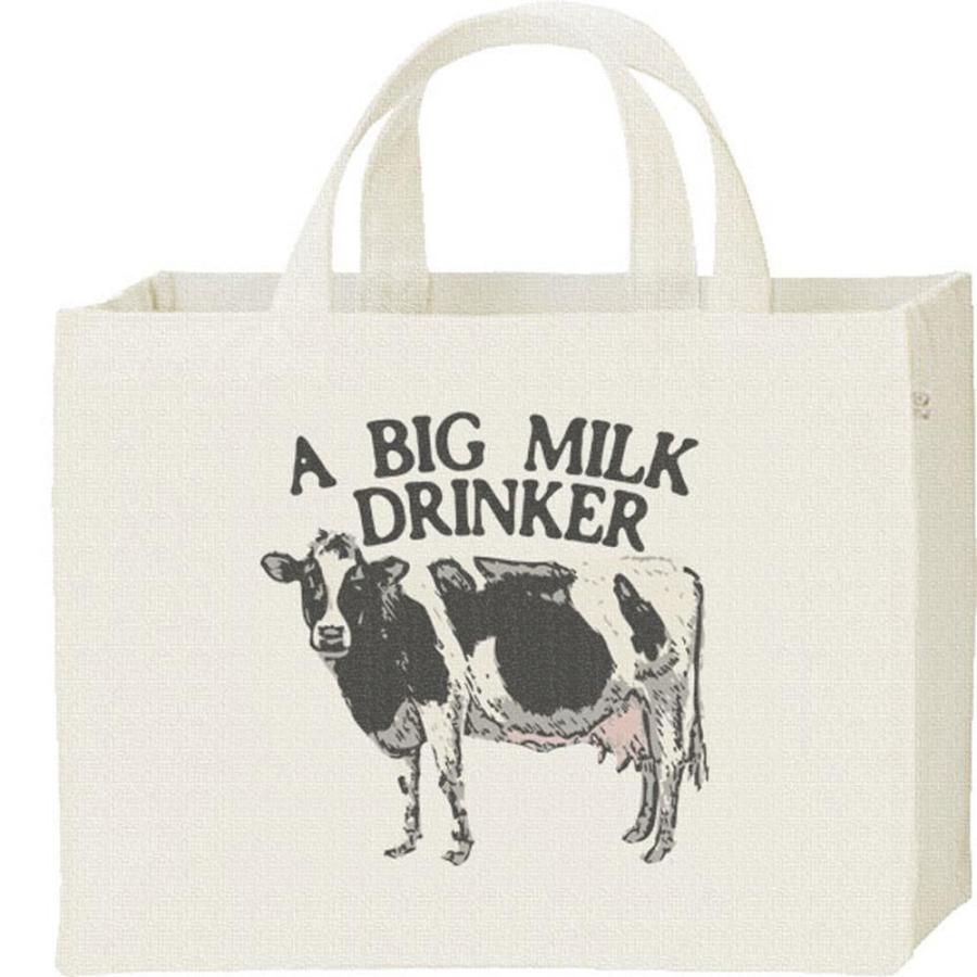 牛（ホルスタイン）ミルク大好き/キャンバスバッグ・スクエア　カレッジバッグ | 