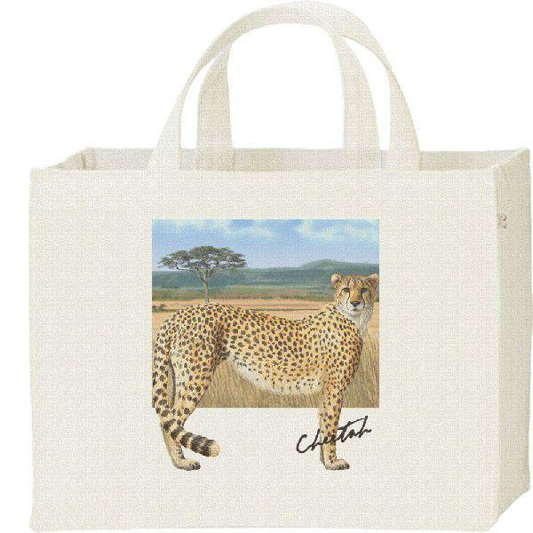 チーター ＋背景（ちーたー）/キャンバスバッグ・スクエア　カレッジバッグ | 